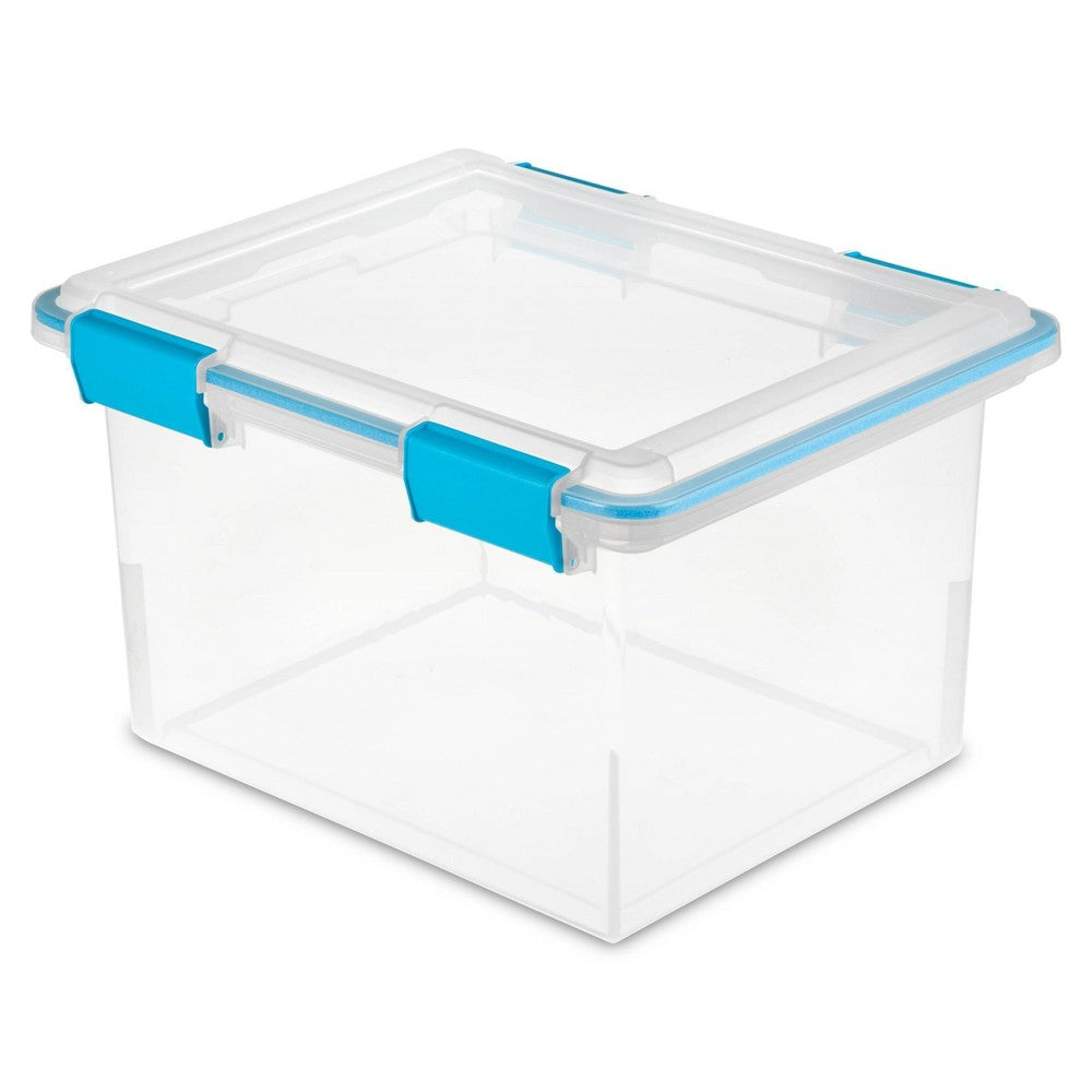 Sterilite 32qt Gasket Box Clear with Blue Latches - The Cuisinet