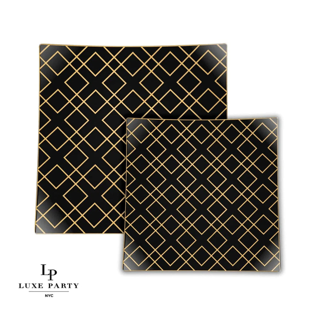 Luxe Party Square Plates Black 8" 10pc - The Cuisinet