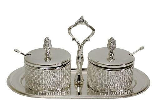 Decorative Dish Silver Plated/Glass  With Tray - 3" H - The Cuisinet