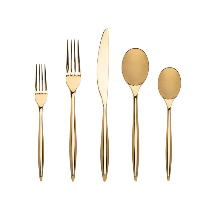 Godinger Milano Stainless Steel Gold Satin Flatware Set 20pc - The Cuisinet