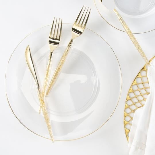 Luxe Party Clear/Gold Dinner Plates 10.25" 10pc - The Cuisinet