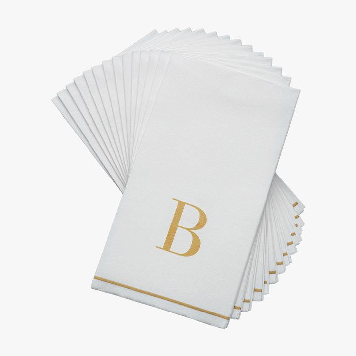Luxe Party White/Gold B - Bodoni Initial Guest Paper Napkins 14pc - The Cuisinet
