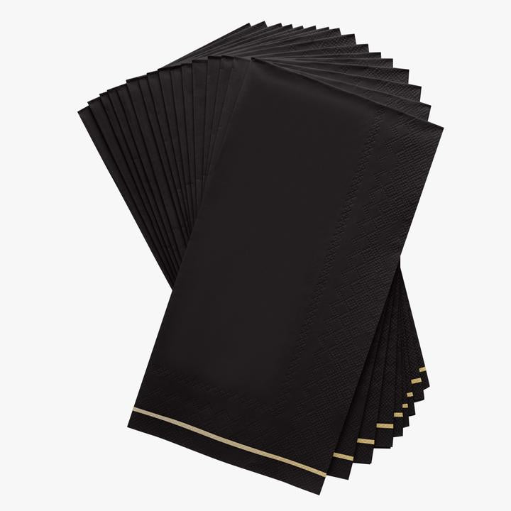 Luxe Party Black/Gold Guest Paper Napkins 16pc - The Cuisinet