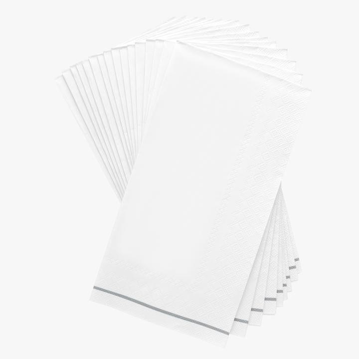 Luxe Party White/Silver Guest Paper Napkins 16pc - The Cuisinet