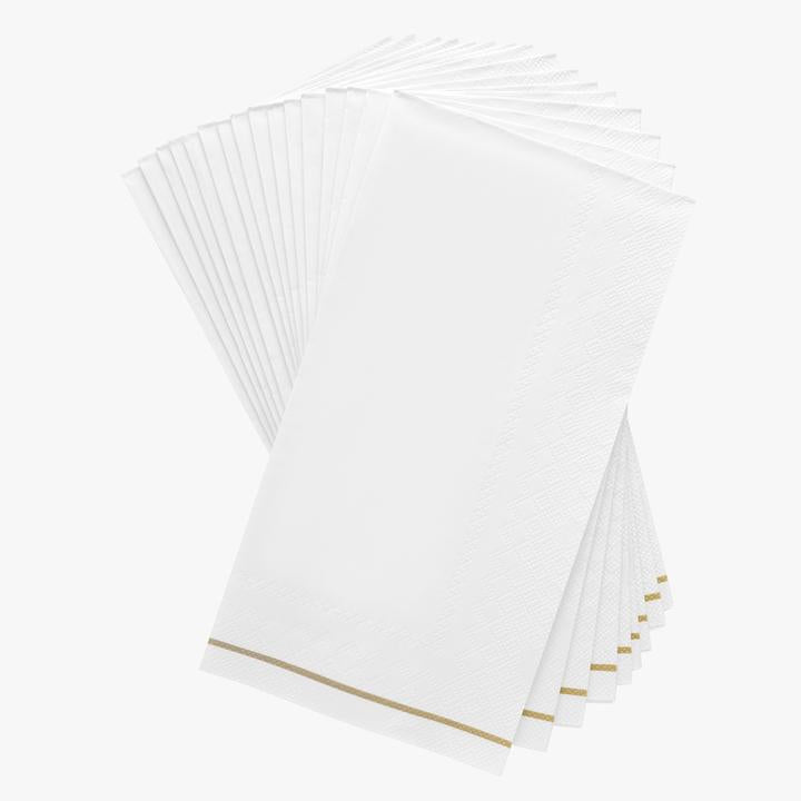 Luxe Party White/Gold Guest Paper Napkins 16pc - The Cuisinet
