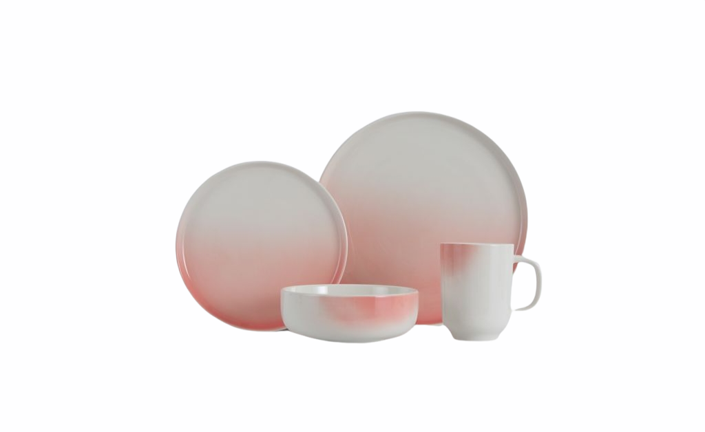 Vikko Classic Breeze Pink Fine Porcelain Dinnerware Set 16pc - The Cuisinet