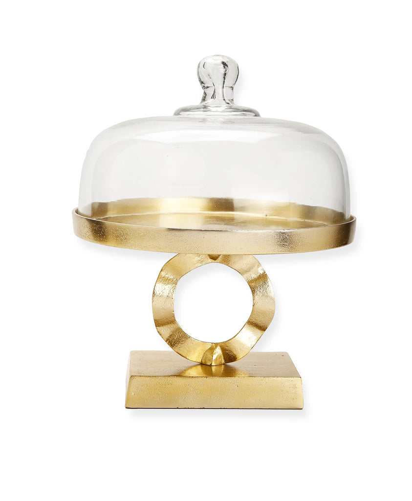 Classic Touch Gold Glass Cake Dome On Brass Loop Base 1pc - The Cuisinet