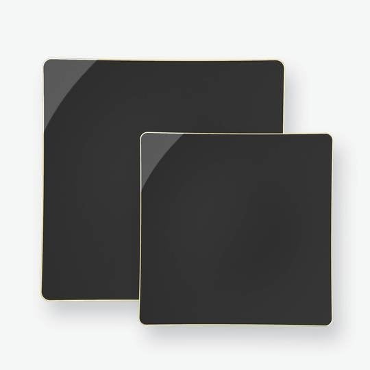 Luxe Party Black/Gold Square Dinner Plates 10.5" 10pc - The Cuisinet