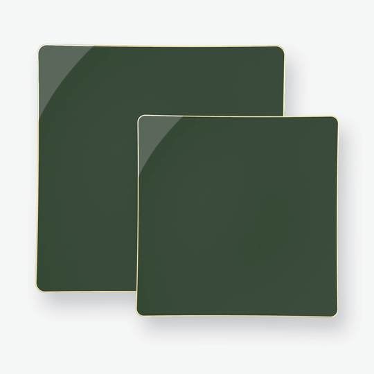Luxe Party Emerald/Gold Square Dinner Plates 10.5" 10pc - The Cuisinet