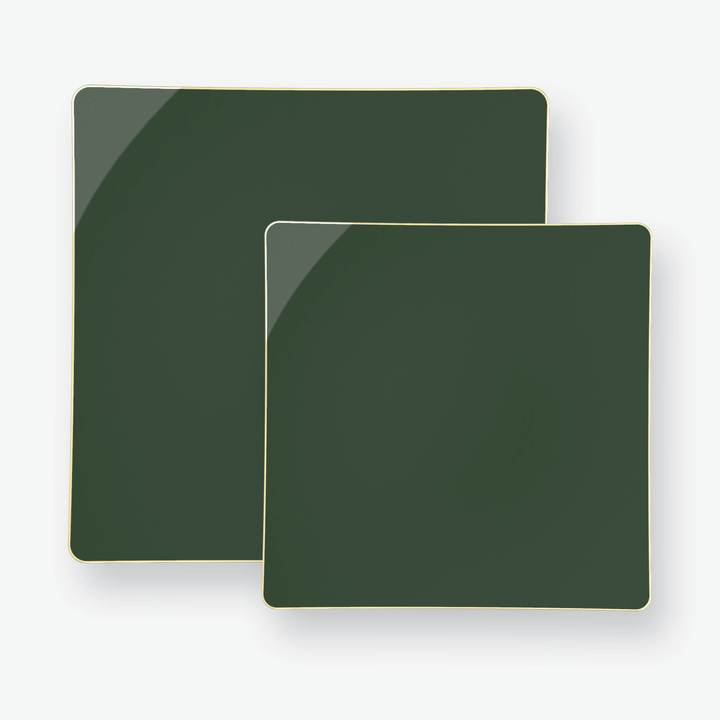 Luxe Party Emerald/Gold Square Salad Plates 8" 10pc - The Cuisinet
