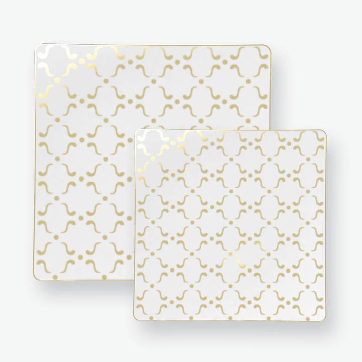 Luxe Party White/Gold Square Dinner Plates 10.5" 10pc - The Cuisinet