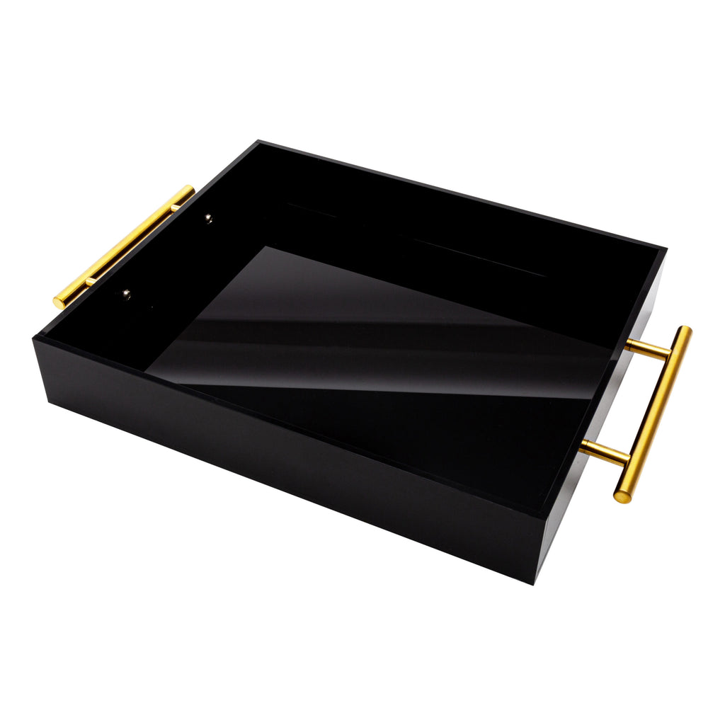 Vikko Black/Gold Serving Acrylic Tray 10"x12" 2"H 1pc - The Cuisinet