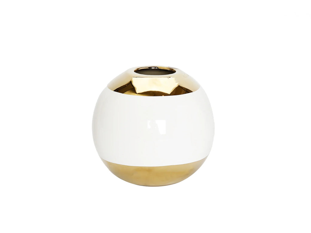 Gold And White Round Bud Vase - The Cuisinet