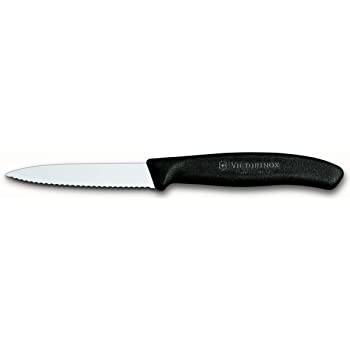 Victorinox Swiss Classic 3 1/4" Paring Knife, Spear Tip, Serrated, Black - The Cuisinet
