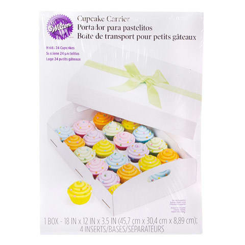 Wilton Folding Tray Cupcake Carrier Box White Holds 24 Cupcakes - The Cuisinet