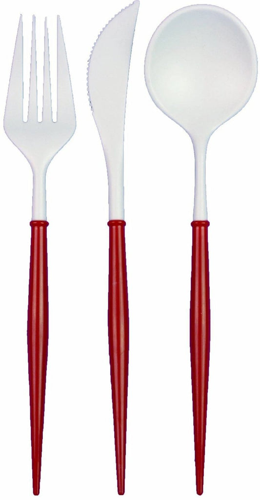 Bella Red/White Plastic Cutlery Set 24pc - The Cuisinet