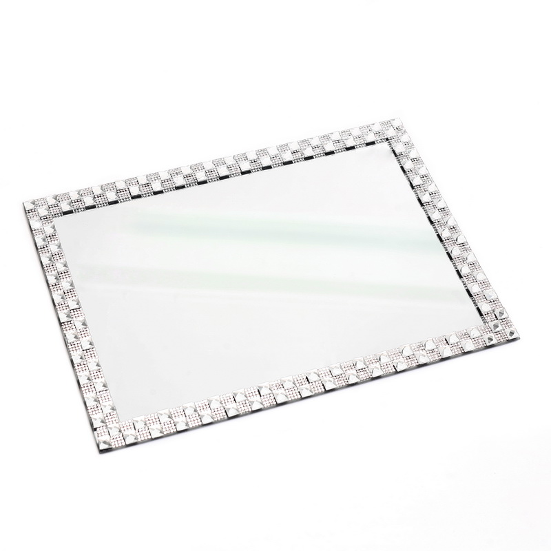 Mirror Tray With Stones 14X10"