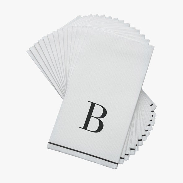 Luxe Party White/Black B - Bodoni Initial Guest Paper Napkins 14pc - The Cuisinet