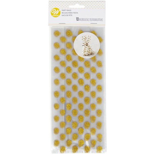 Wilton Gold Dots Clear Party Bags, 10-Count - The Cuisinet