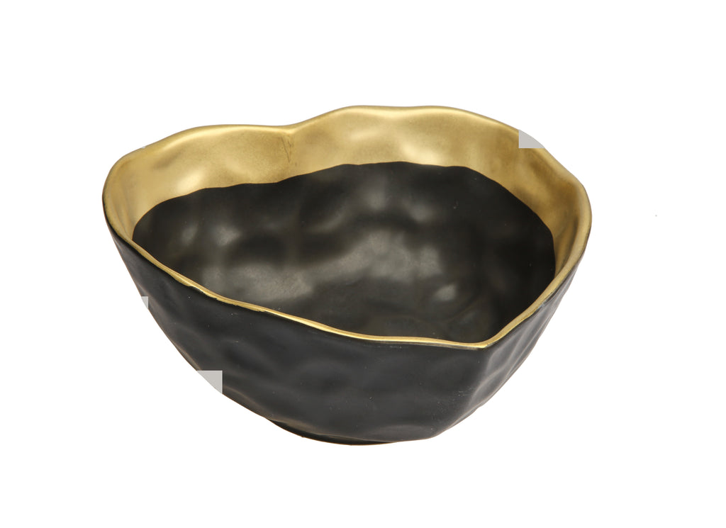 Classic Touch Black/gold Porcelain Heart Shaped Bowl 1pc - The Cuisinet