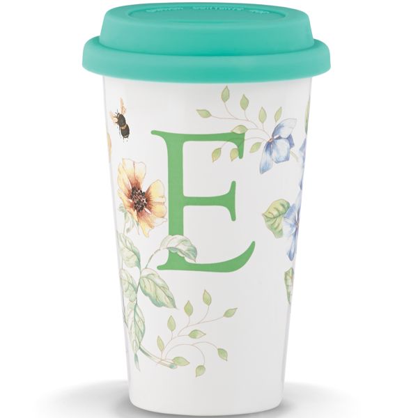 Lenox Butterfly Meadow Thermal Travel Mug letter "E" 1pc - The Cuisinet