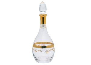 Glass Diamond Shaped Decanter with Gold Reflection and Lid - Thumbnail 4