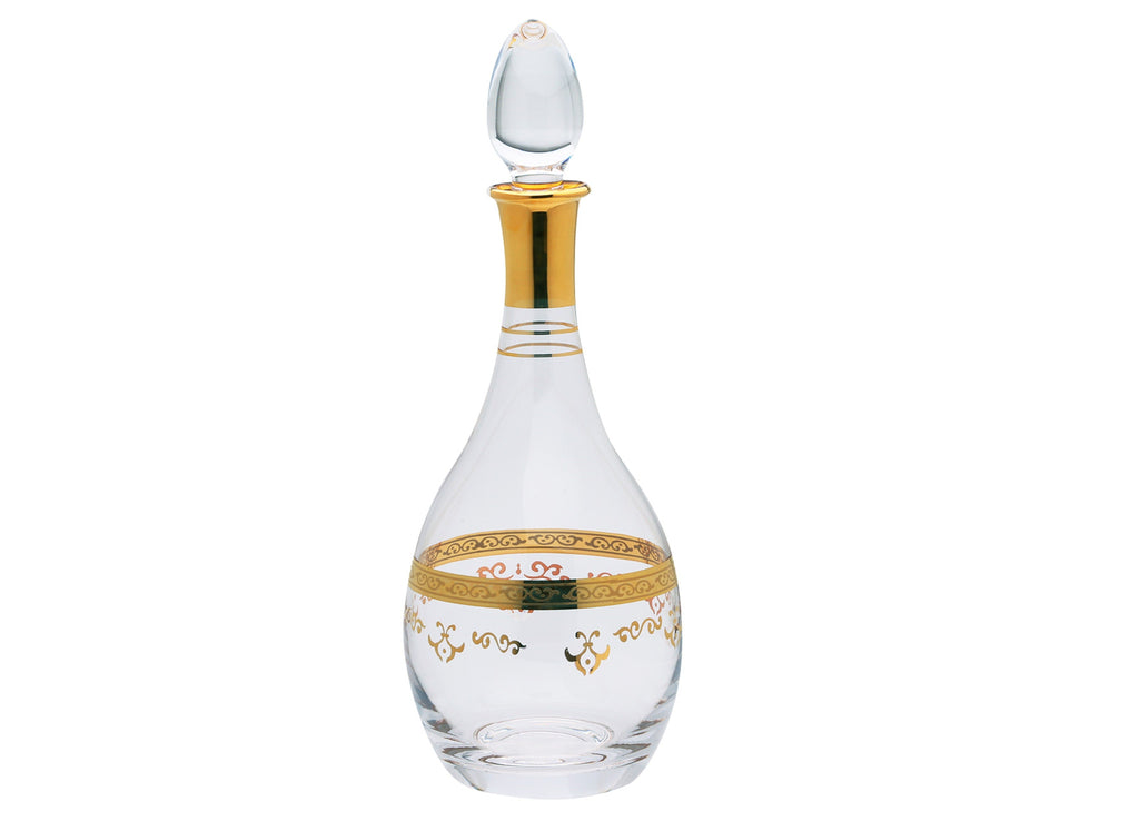 Classic Touch Clear/Gold Vivid Collection Wine Bottle 1Pc - The Cuisinet