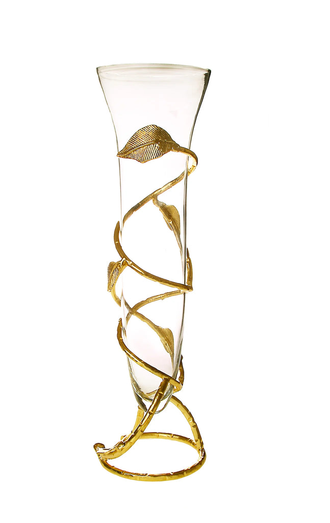 Classic Touch Gold Branch Vase with Clear Glass Insert 16.5" 1pc - The Cuisinet