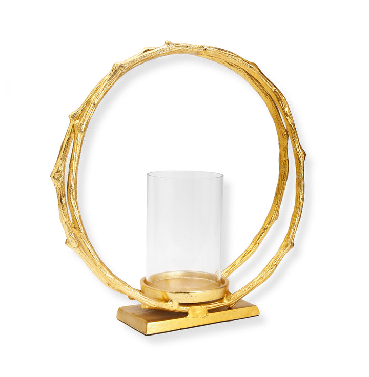 Classic Touch Gold Circle Hurricane Candle Holder Small 1pc - The Cuisinet