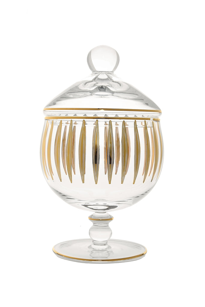 Classic Touch Gold/Clear Jar with Stripes 1pc - The Cuisinet