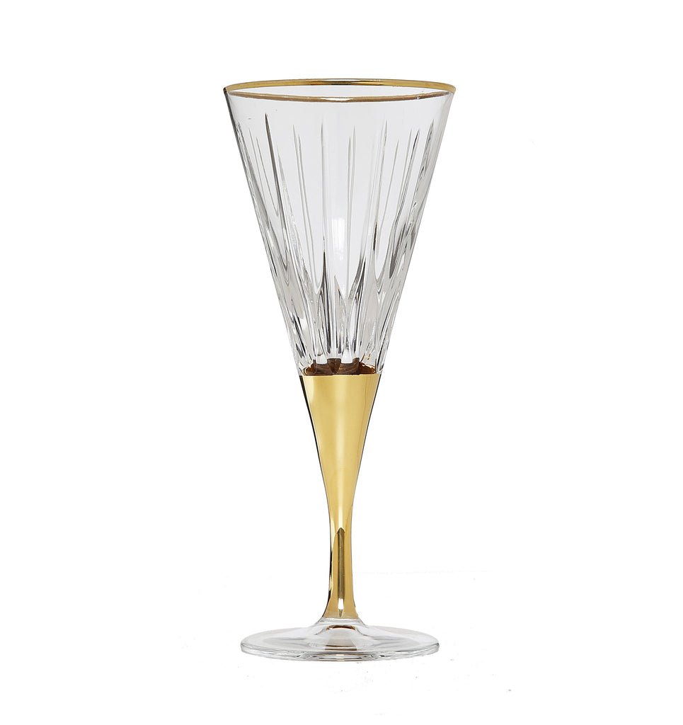 Classic Touch clear/Gold Stemmed Wine Glasses 6pc - The Cuisinet