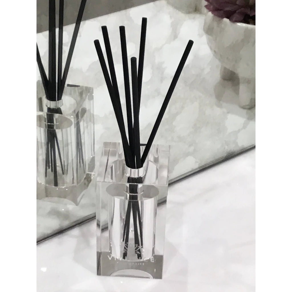 Clear Square Reed Diffuser - "English Pear & Freesia" Scent - The Cuisinet