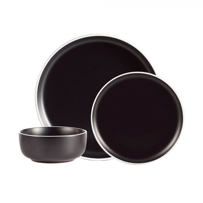 Safdie Black/White Cylinder Dinnerware Set 12pc - The Cuisinet