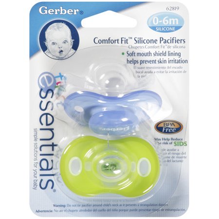 Gerber Assorted Colors Comfort Fit Pacifiers 0-6months 2pc - The Cuisinet