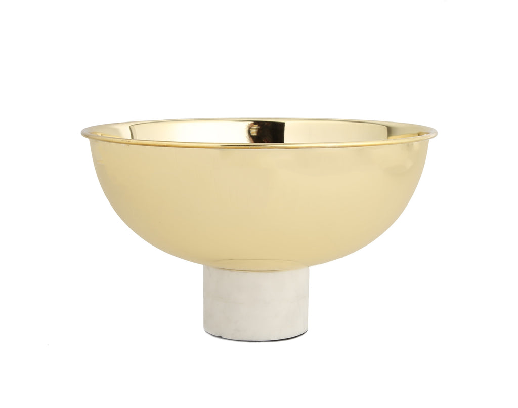 Classic Touch Gold/White Bowl on Stone Base 9.75"D 1pc - The Cuisinet