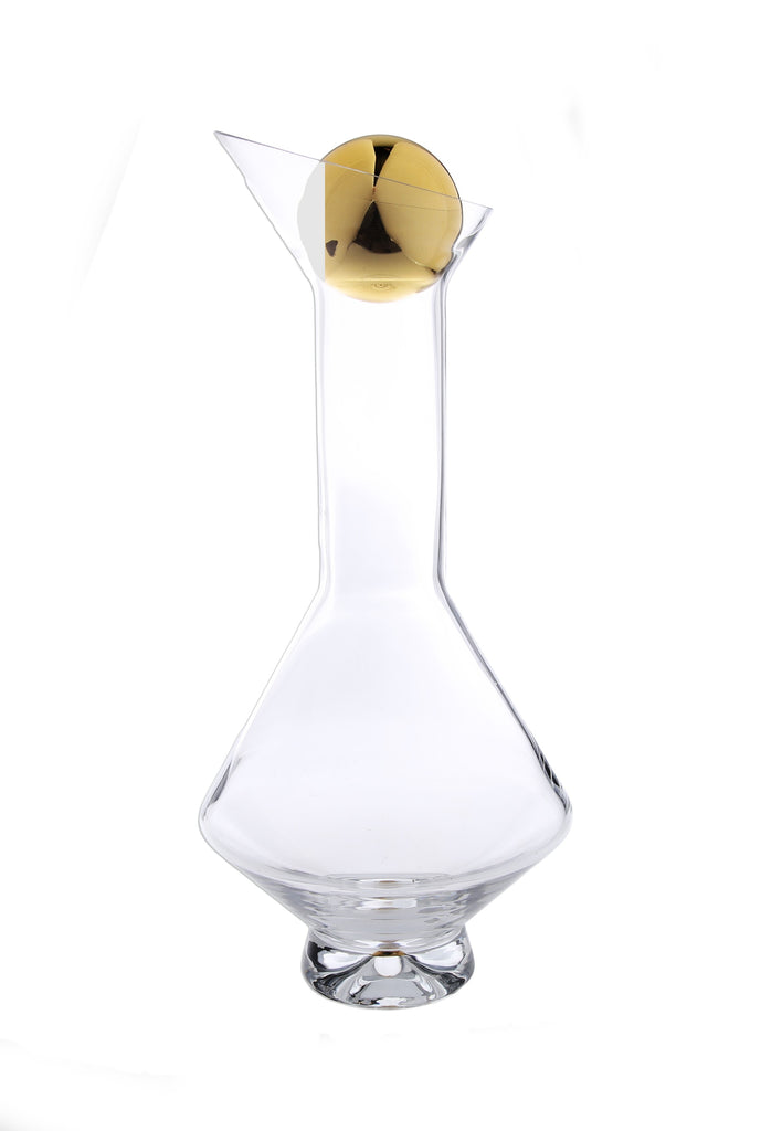 Classic Touch Glass/Gold Diamond Shaped Decanter 1Pc - The Cuisinet