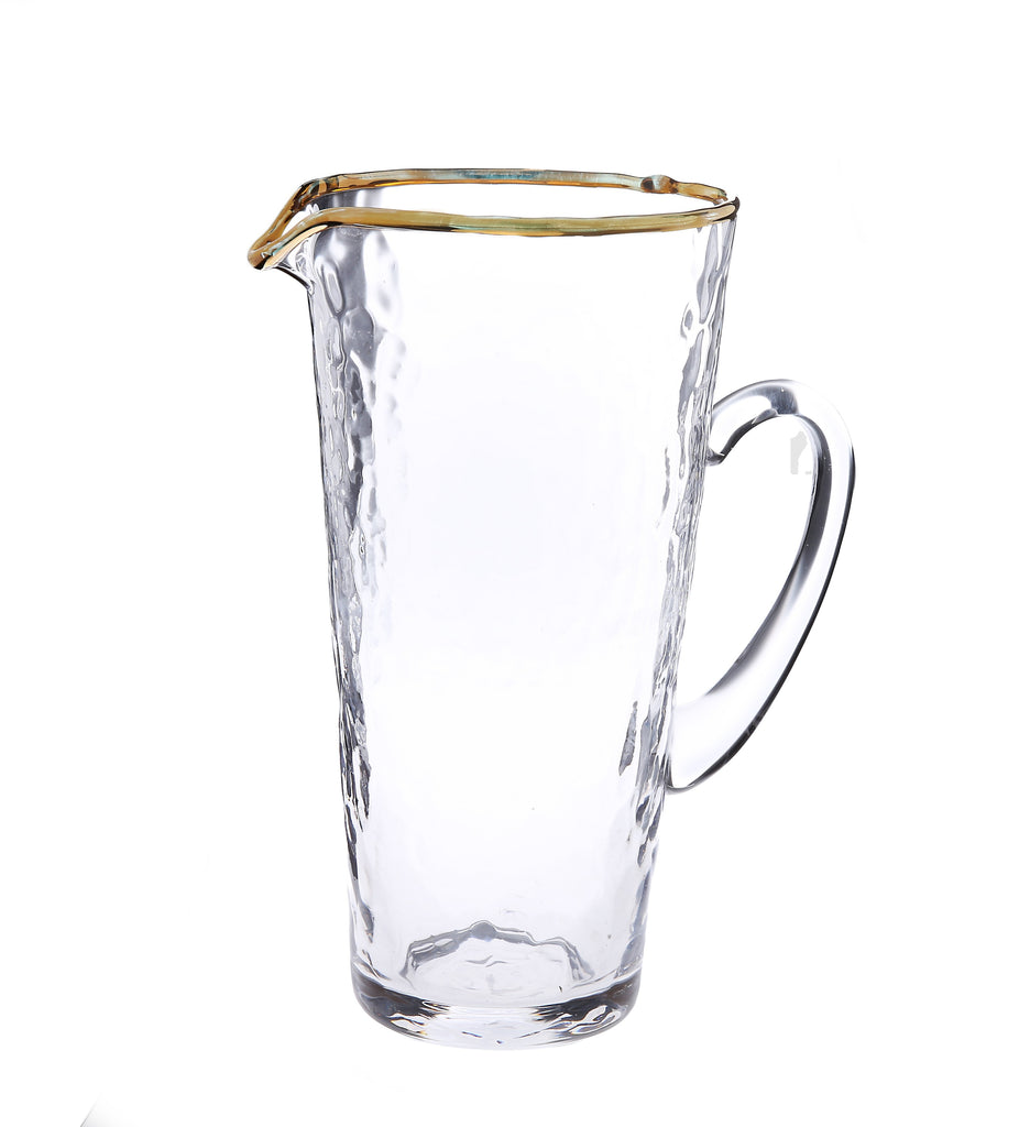 Classic Touch Gold Glass Water Pitcher with Handle 10" 1pc - The Cuisinet