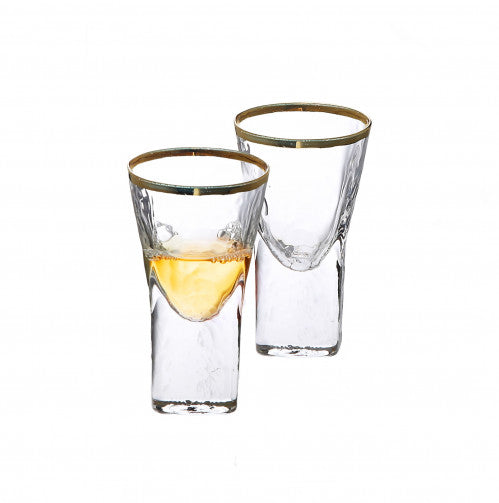 Classic Touch clear/gold Pebble Glass Liquor Glasses 6pc - The Cuisinet