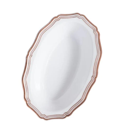 Aristocrat - Elegant White/Gold Oval Serving Bowl Medium 1pc - The Cuisinet