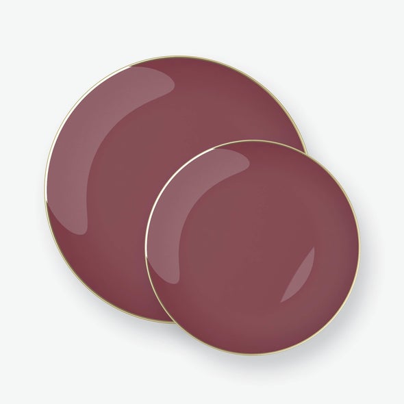 Luxe Party Cranberry/Gold Appetizer Plates 7.5" 10pc - The Cuisinet