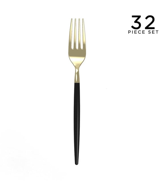 Luxe Party Cranberry/Gold Plastic Forks 32pc - The Cuisinet