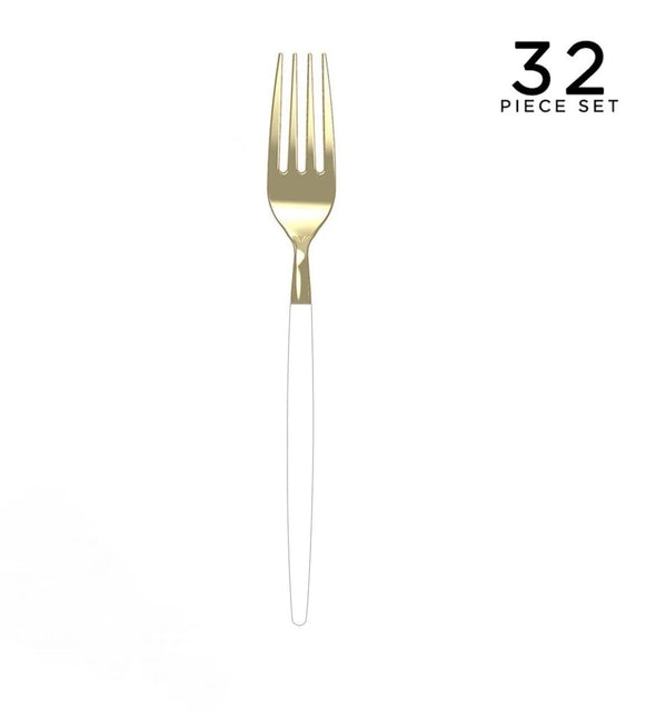Luxe Party white/Gold Plastic Forks 32pc - The Cuisinet