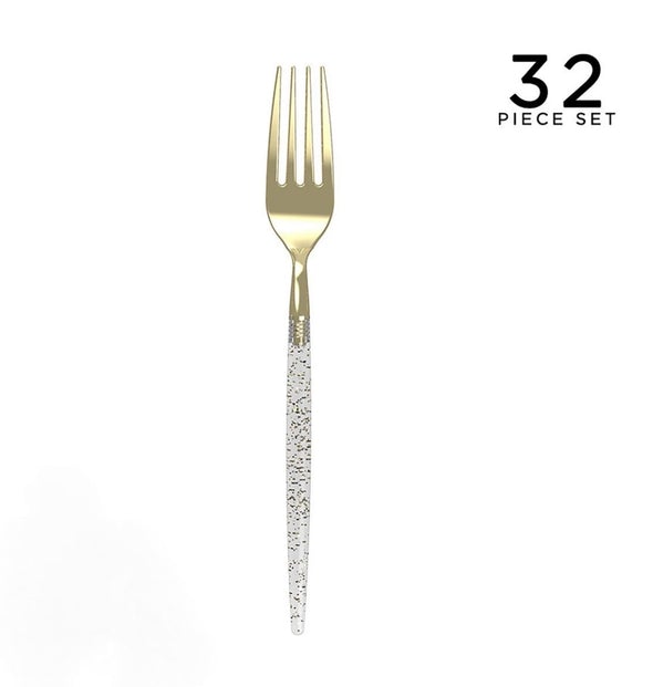 Luxe Party Gold Glitter Plastic Forks 32pc - The Cuisinet