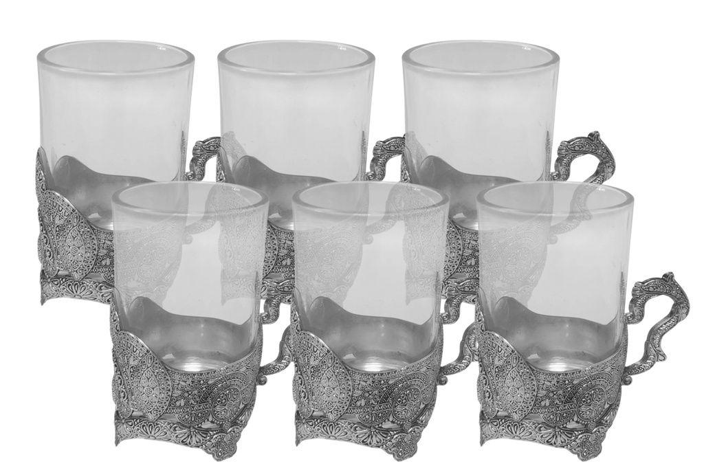 Nua Silver/Clear Small Filigree Cups 4oz. 6pc - The Cuisinet