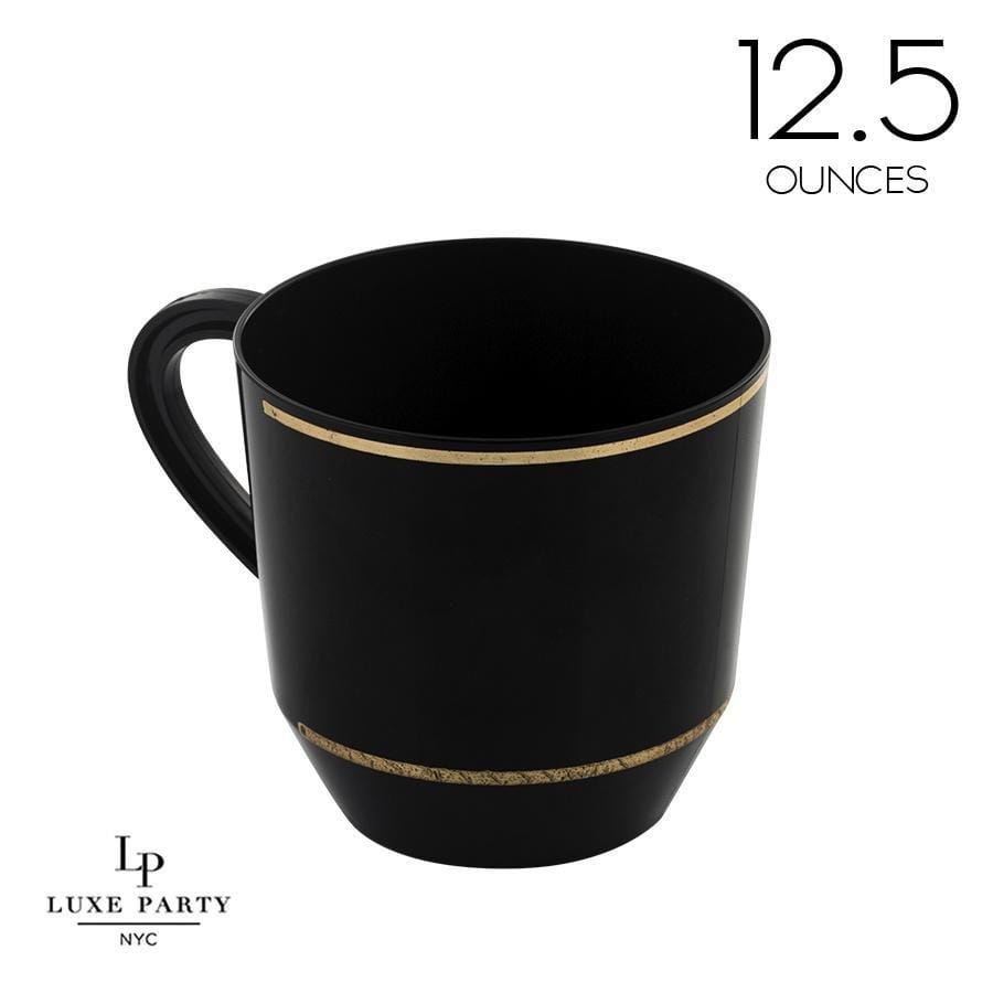 Luxe Party Black/Gold Coffee Cups 12.5oz 8pc - The Cuisinet