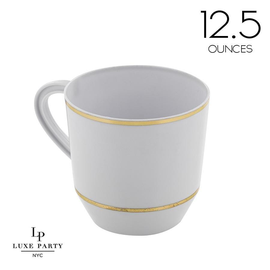 Luxe Party White/Gold Coffee Cup 12.5oz 8pc - The Cuisinet