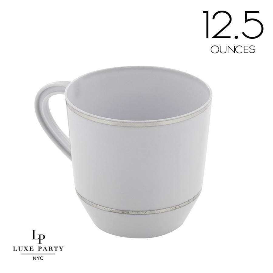Luxe Party White/Silver Coffee Cup 12.5oz 8pc - The Cuisinet