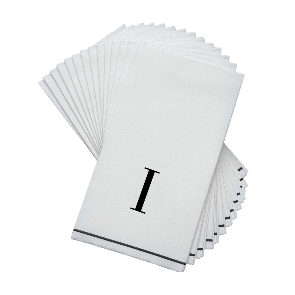 Luxe Party White/Black I - Bodoni Script Initial Guest Paper Napkin 14pc - The Cuisinet