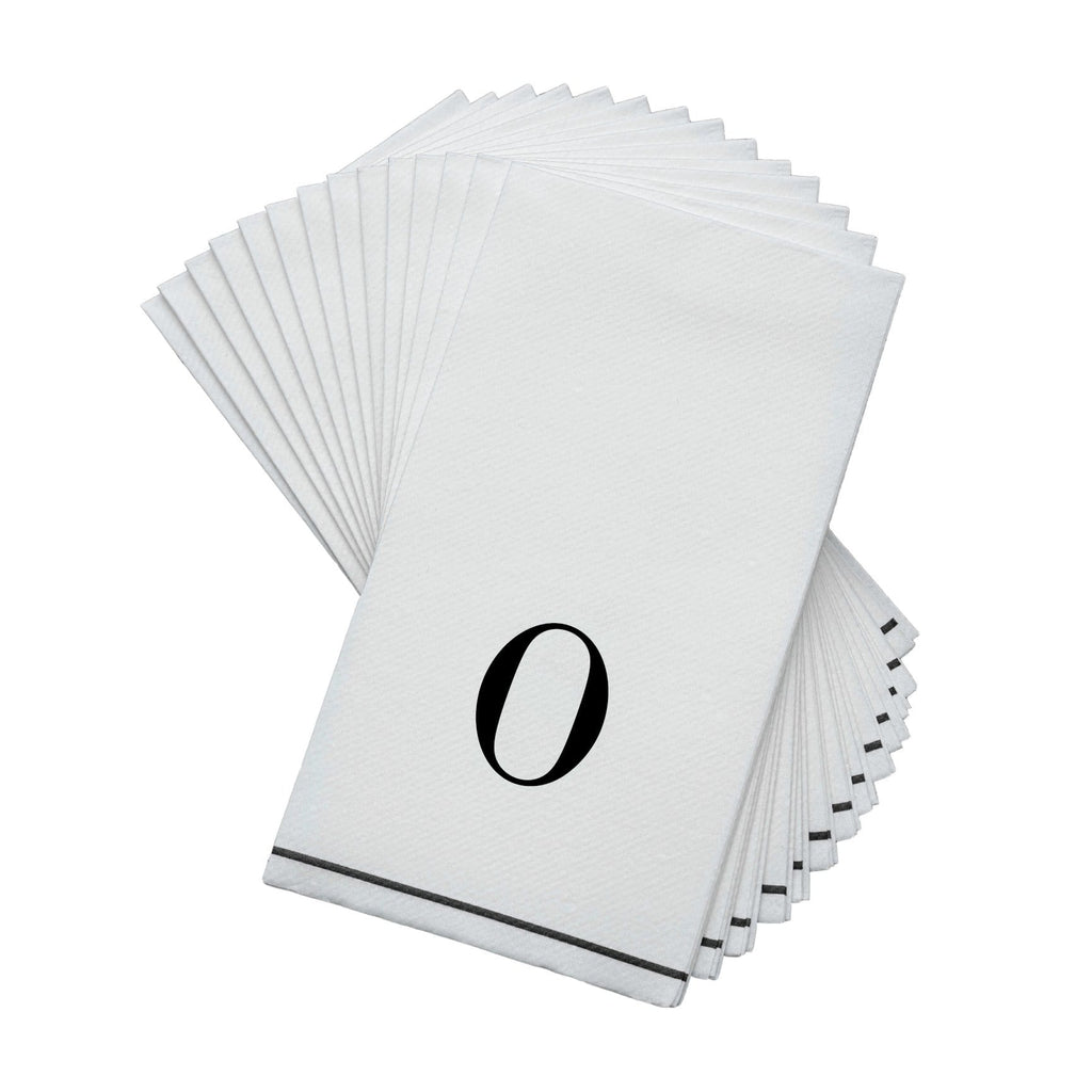 Luxe Party White/Black O - Bodoni Script Initial Guest Paper Napkin 14pc - The Cuisinet