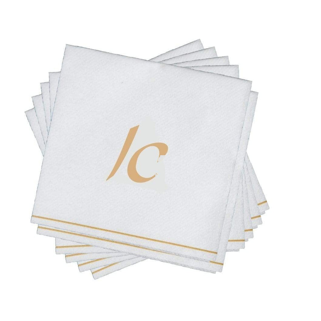 Luxe Party White/Gold Hebrew ALEF Cocktail Paper Napkins 5" 16pc - The Cuisinet